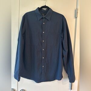 THEORY Navy Blue Button-Up Shirt